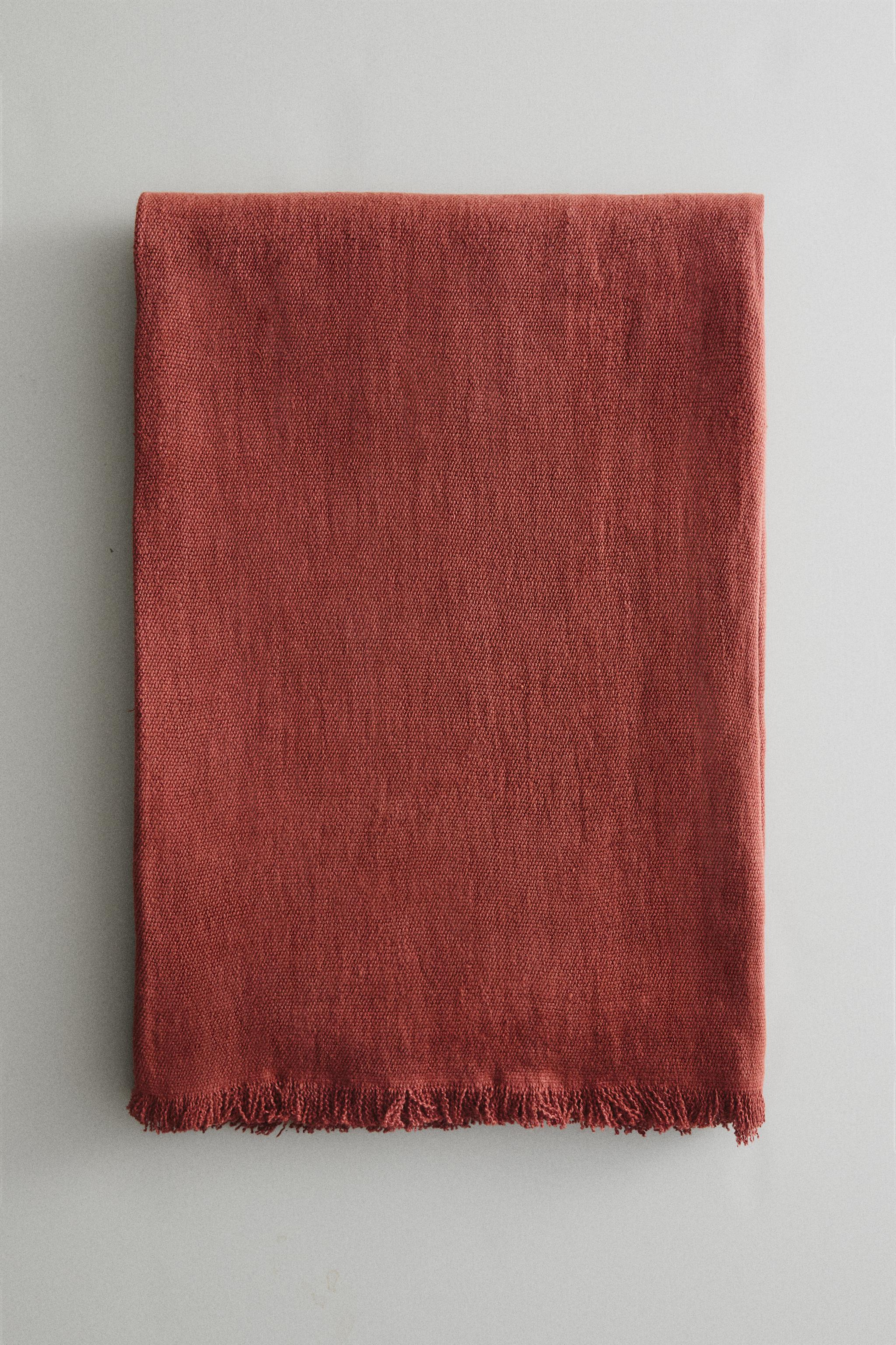 FRINGED LINEN BLANKET